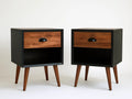 Zestaw 2 czarno-orzechowych szafek nocnych MDF 40 x 35 x 60 cm