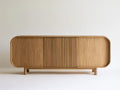 Kredens z naturalnego dębu z ryflowanym frontem, 180 × 45 × 80 cm
