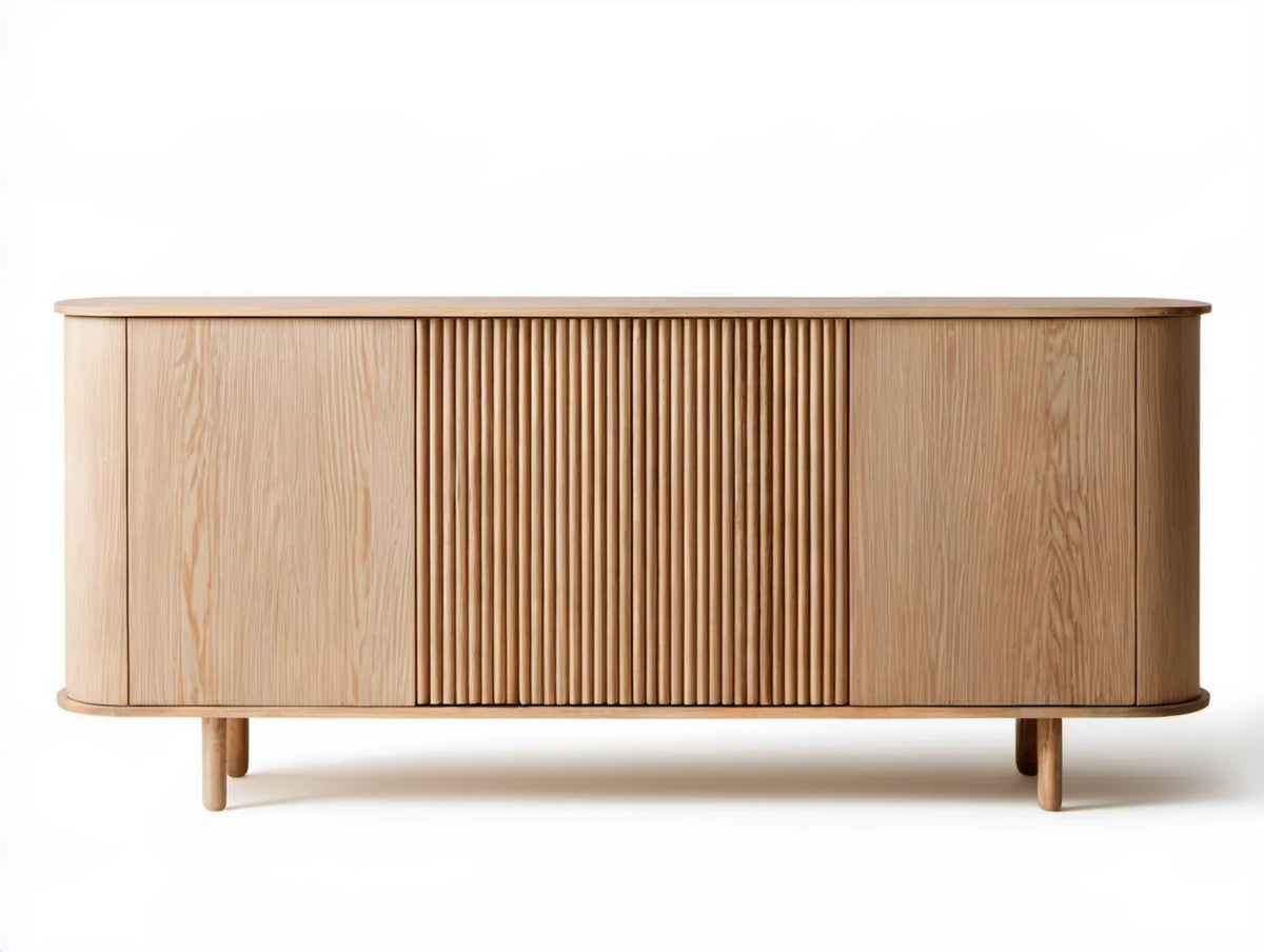 Kredens z litego dębu 160 x 45 x 80 cm, naturalny dąb, zaokrąglone boki