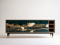 Kredens granatowo-złoto-kremowo-czarny z płyty MDF, 180 x 40 x 80 cm
