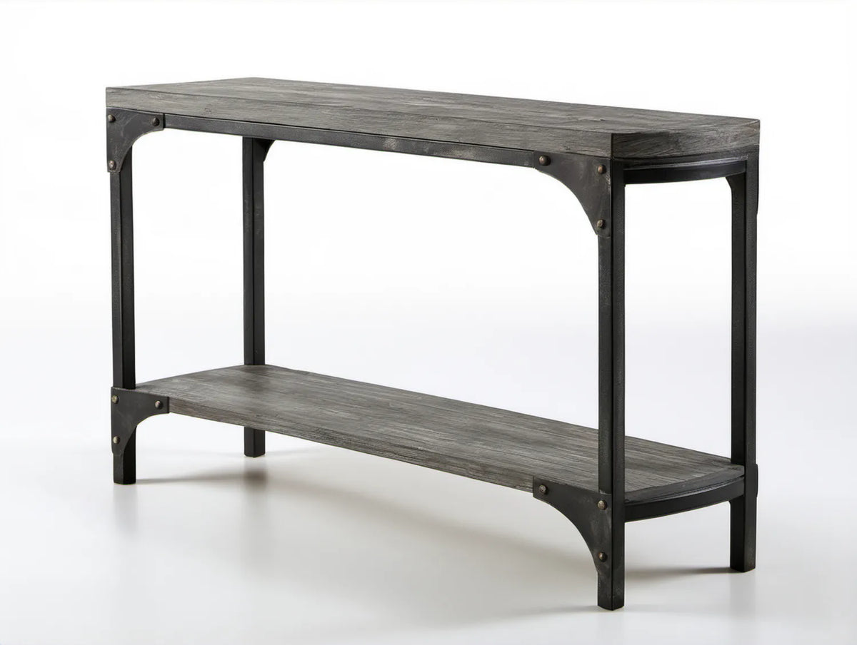 Konsola industrialna szaro-czarna z płyty MDF i stali 120 x 35 x 80 cm